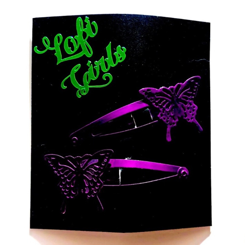 Butterfly Y2K Purple 🦋 Lofi Girls Hair Clip Set Of Two - Picture 1 of 4
